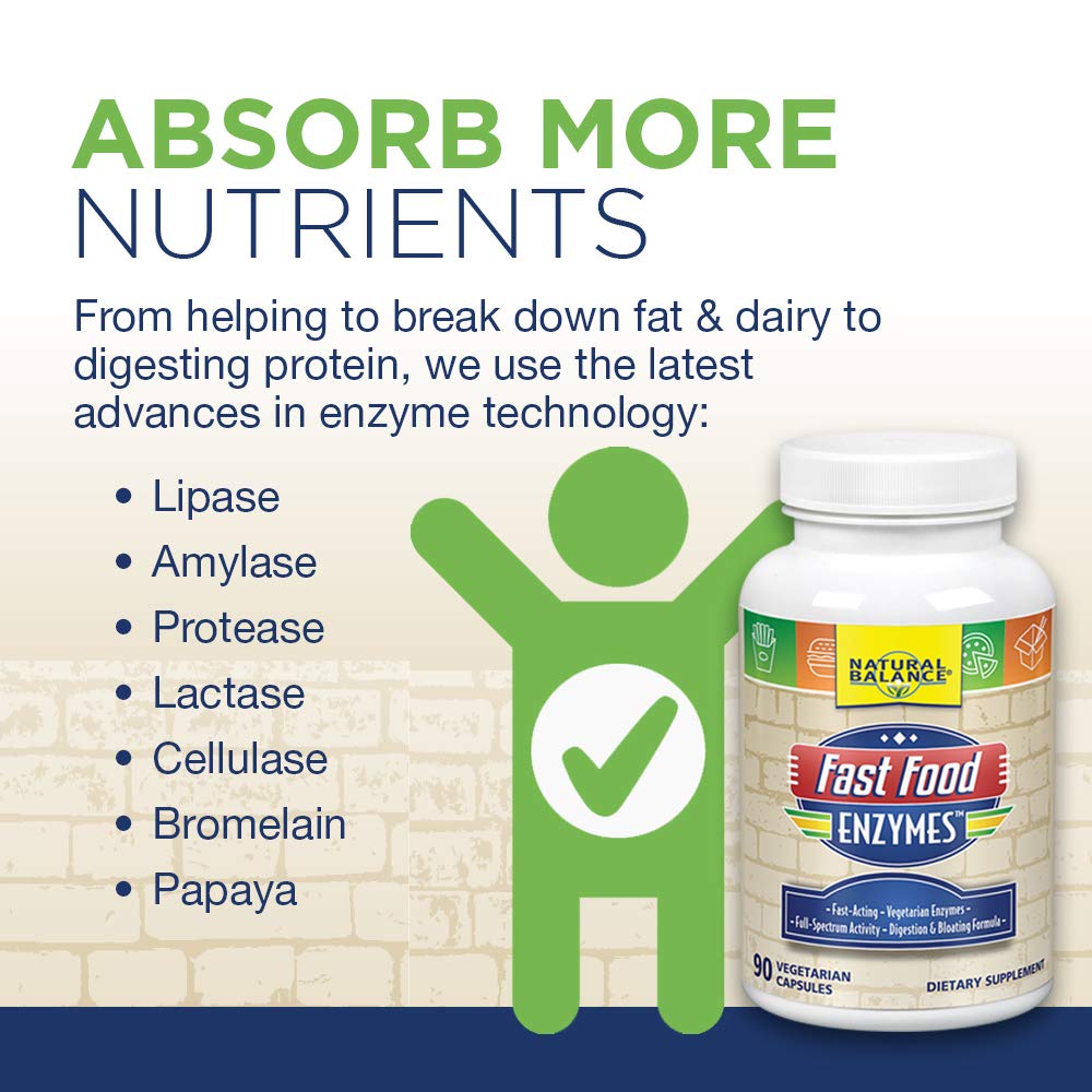 Natural Balance Fast Food Enzymes, 90-Capsules | Digestive Enzymes