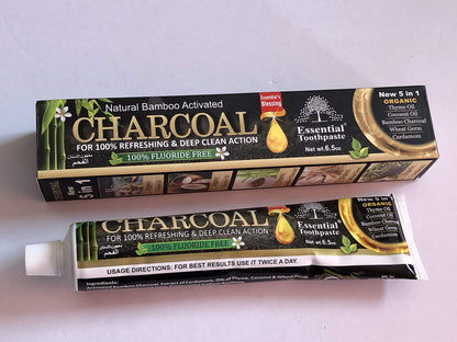 Natural Bamboo Activated Charcoal Toothpaste – Fluoride Free (1 Tube)