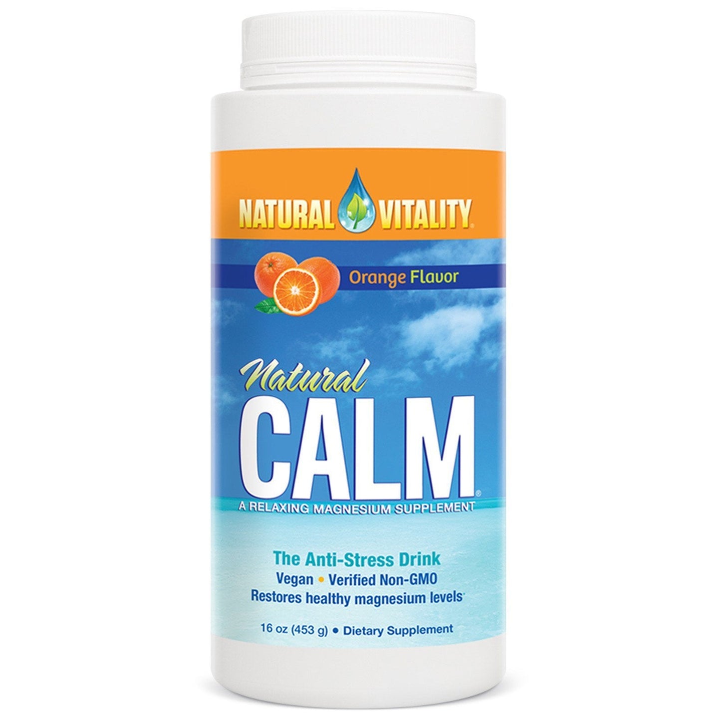 Natural Calm Orange Magnesium Supplement | Vegan, Gluten-Free | Natural Vitality