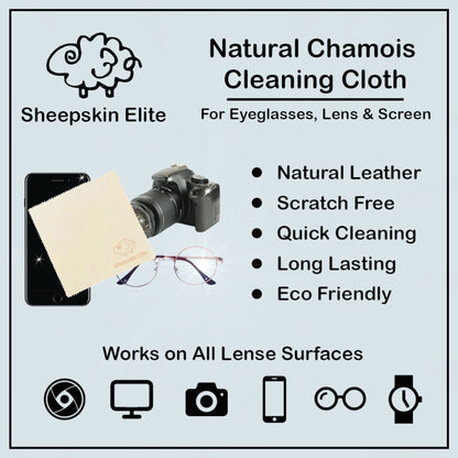 Natural Chamois Leather Cleaning Cloths – 4 Pack, Small | Eyeglasses, Camera Lens, Screens