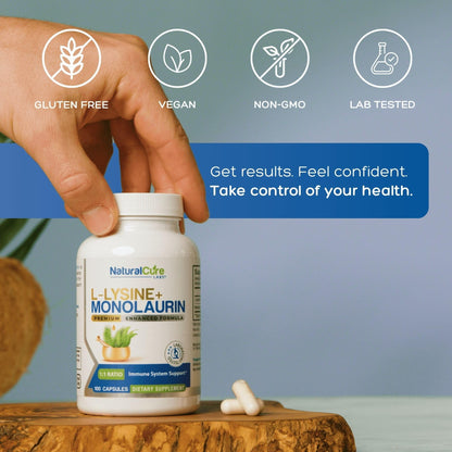 Natural Cure Labs L-Lysine + Monolaurin 600mg 1:1 – 100 Capsules