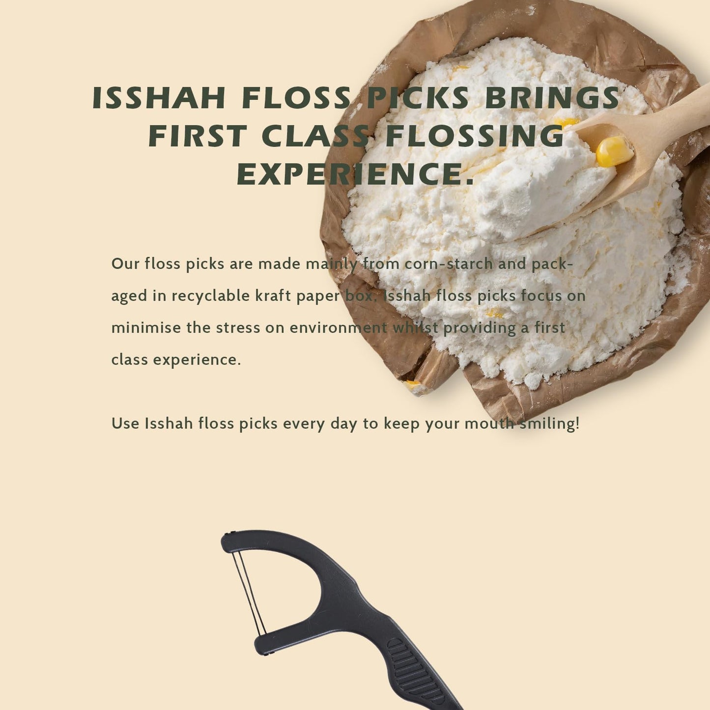 Natural Dental Floss Picks (100 Count) - Vegan, Eco Friendly, Sustainable Dental Flossers - Twin Floss (Charcoal)