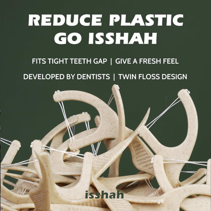 Natural Dental Floss Picks (300 Count) – Kraft Paper Box, Plant-Based, Vegan Mint Twin Floss