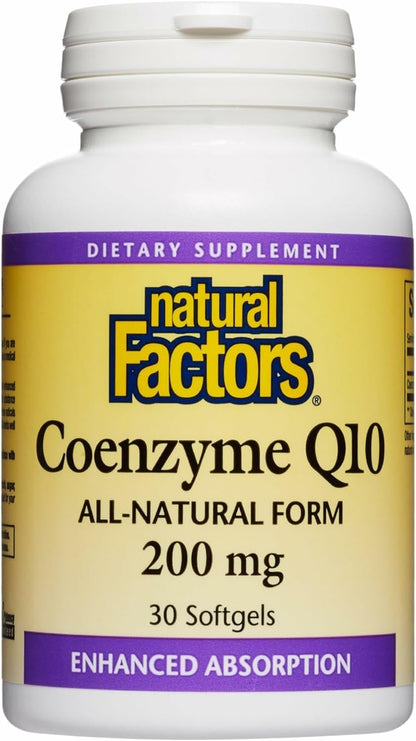 Natural Factors Coenzyme Q10 400 mg - Antioxidant Support for Cellular Energy & Heart Health - 30 Softgels