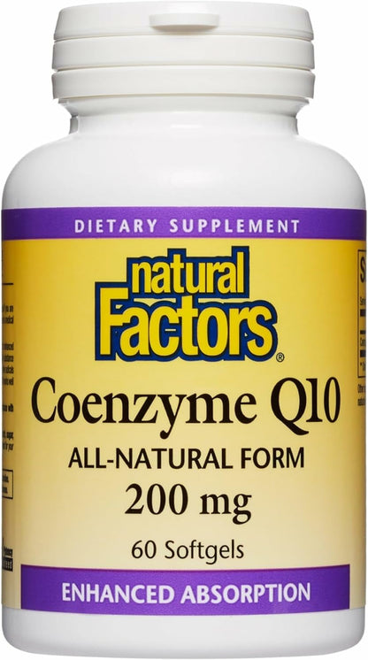 Natural Factors CoQ10 200 mg - Antioxidant Support for Energy & Heart Health | 60 Softgels