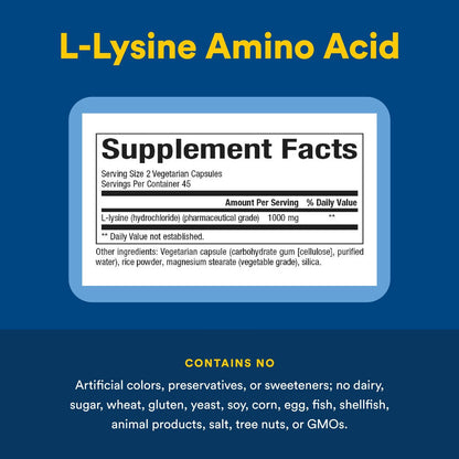 Natural Factors L-Lysine - Immune Support - 90 Vegetarian Capsules