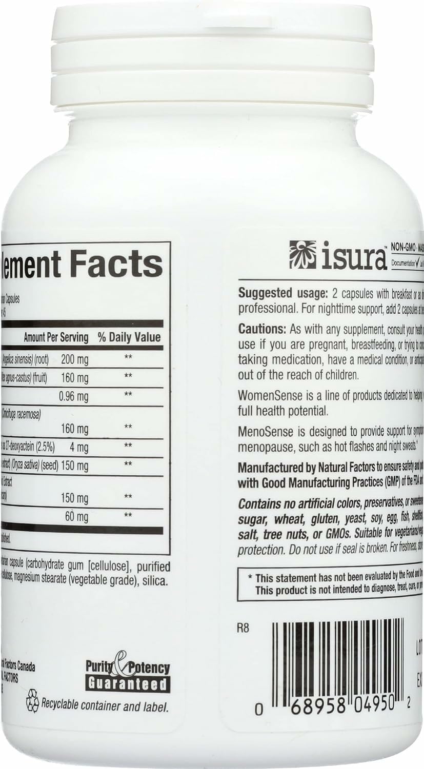 Natural Factors MenoSense Veg-Capsules, 90 Count – Menopause Support
