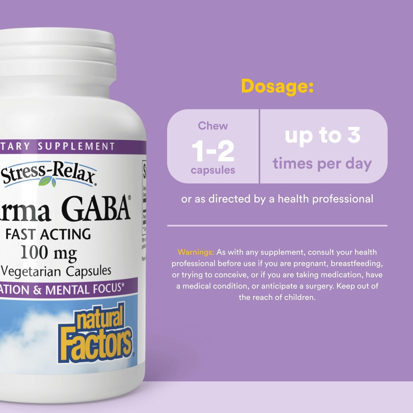 Natural Factors Pharma GABA – Sleep Support, Calm Focus, 60 Chewable Tablets