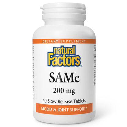 Natural Factors SAMe 200 mg – Mood Support & Joint Health, 60 Tablets