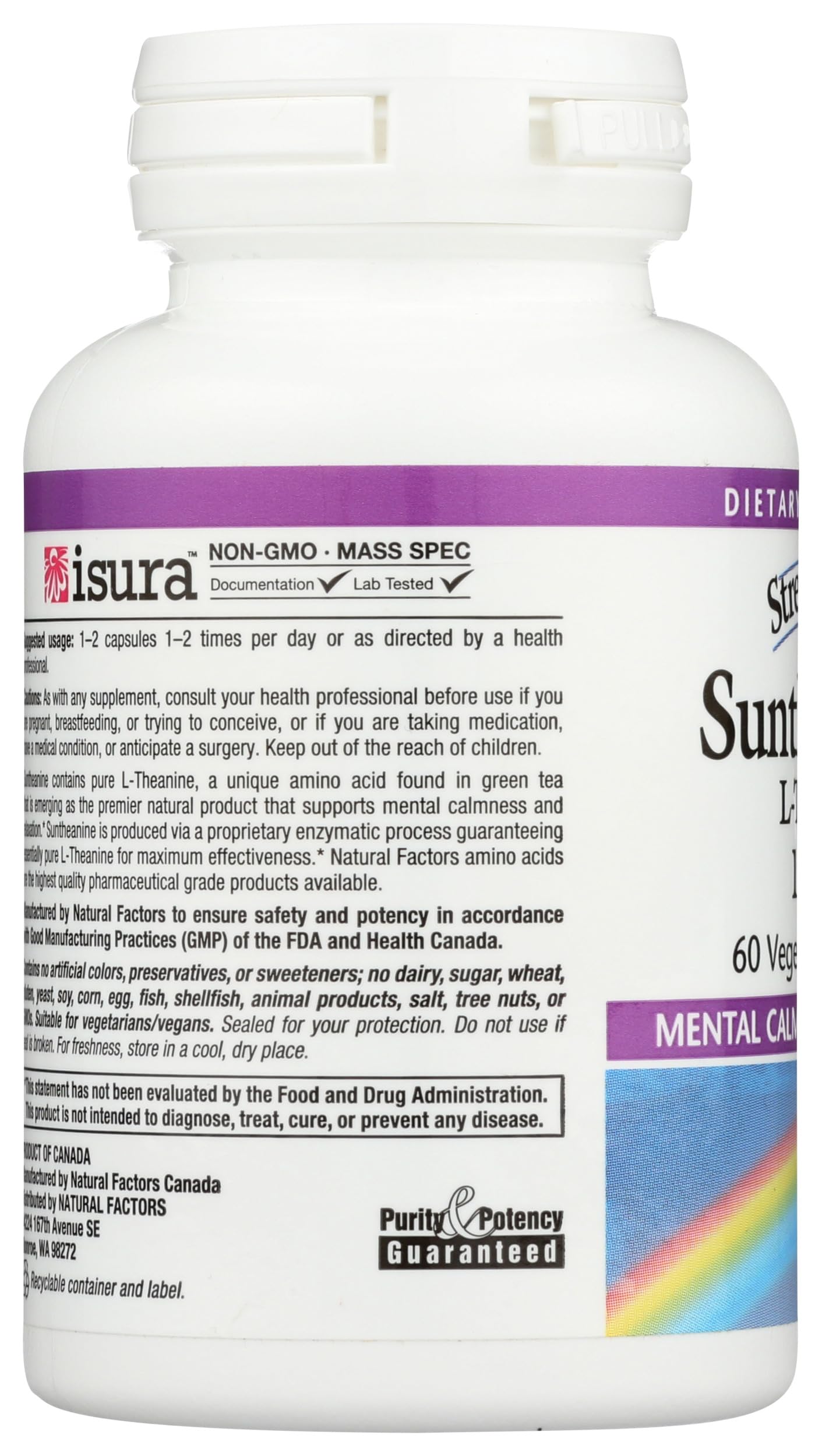 Natural Factors Stress-Relax Suntheanine L-Theanine 125 mg - 60 Capsules