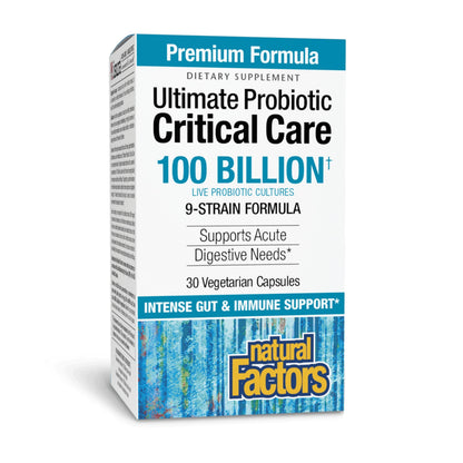 Natural Factors Ultimate Probiotic 100 Billion Live Cultures – 30 Vegetarian Capsules for Gut Health
