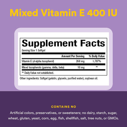 Natural Factors Vitamin E 400 IU Softgels – Antioxidant Support & Heart Health | 240 Softgels