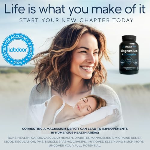 Natural Flow 4X Magnesium Supplement – Glycinate, Taurate, Malate & Orotate | 120 Capsules