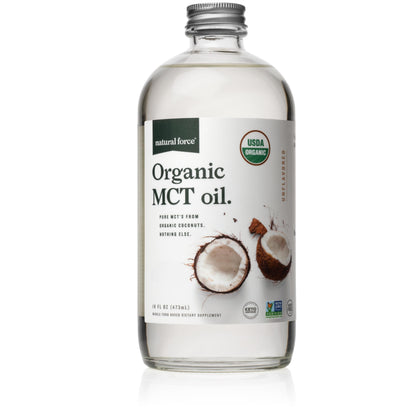 Natural Force Organic MCT Oil – 16 oz Glass Bottle | Keto, Paleo, Kosher, Vegan & Non-GMO
