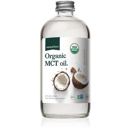 Natural Force Organic MCT Oil – 16 oz Glass Bottle | Keto, Paleo, Kosher, Vegan & Non-GMO