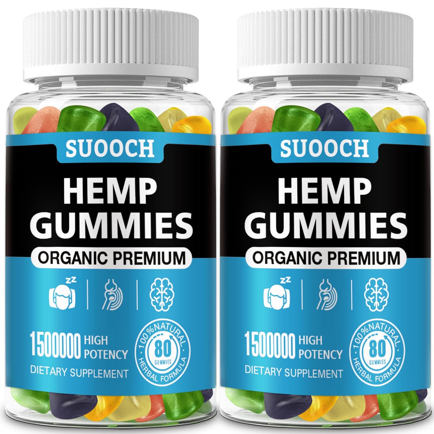 Natural Hemp Gummies – High Potency for Pain, Sleep & Anxiety (2-Pack)