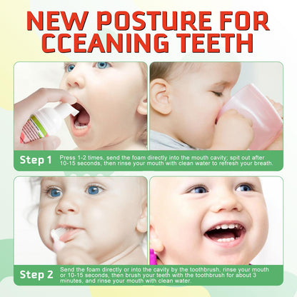Kids Foam Toothpaste with Fruit Flavor - Low Fluoride Anti-Cavity (60ml x 2) | 360° Care