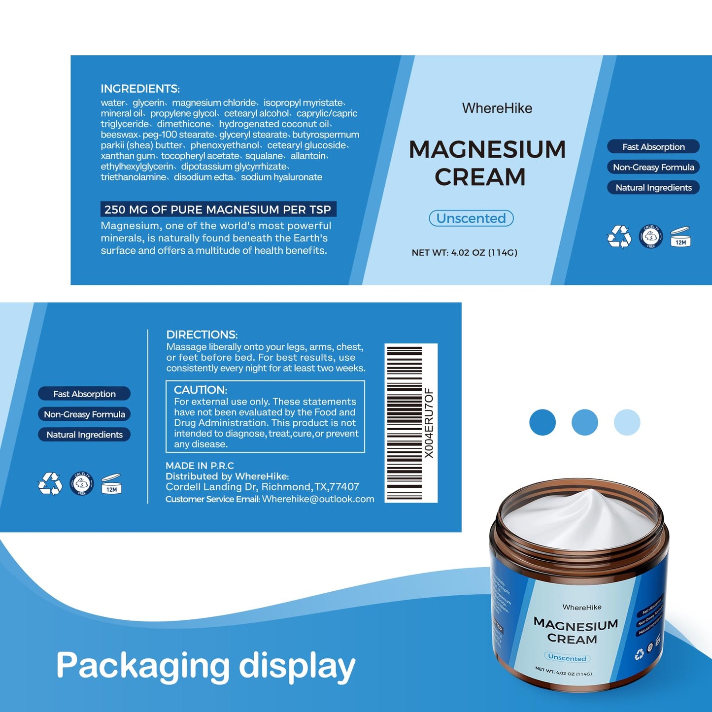 Natural Topical Magnesium Cream for Sleep & Relaxation – Unscented Nighttime Lotion