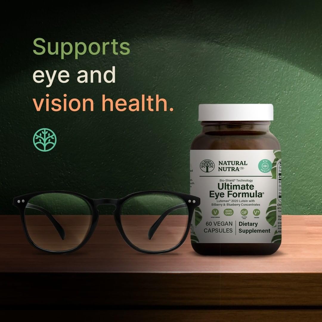Natural Nutra Eye Health Supplement - Bilberry & Blueberry for Day & Night Vision, Vegan & Non-GMO