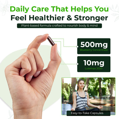 Natural Nutra Eye Health Supplement - Bilberry & Blueberry for Day & Night Vision, Vegan & Non-GMO