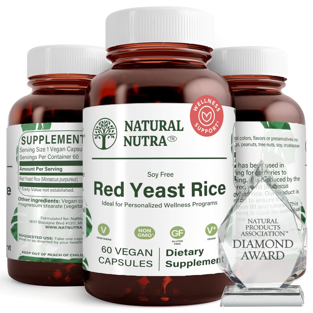 Natural Nutra Red Yeast Rice Extract 600 mg, 120 Capsules (2-Pack) – Gluten Free