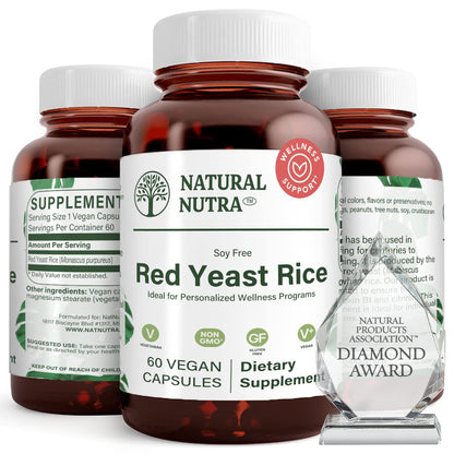 Natural Nutra Red Yeast Rice Extract 600 mg, 120 Capsules (2-Pack) – Gluten Free
