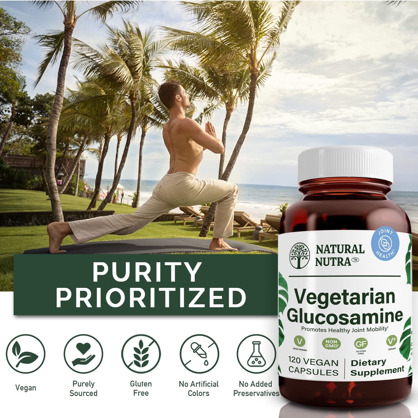 Natural Nutra Vegan Glucosamine Hydrochloride 750mg – 120 Capsules | Plant-Based Joint Support