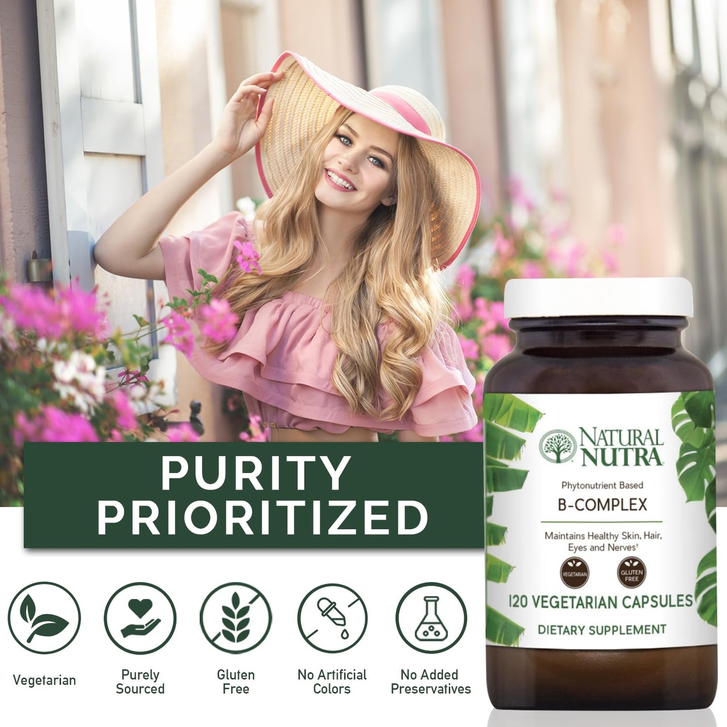 Natural Nutra Vitamin B Complex with Niacin, Folate, Thiamin, Biotin | 120 Veg Capsules
