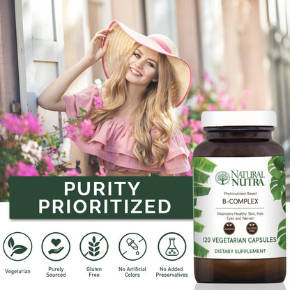 Natural Nutra Vitamin B Complex with Niacin, Folate, Thiamin, Biotin | 120 Veg Capsules