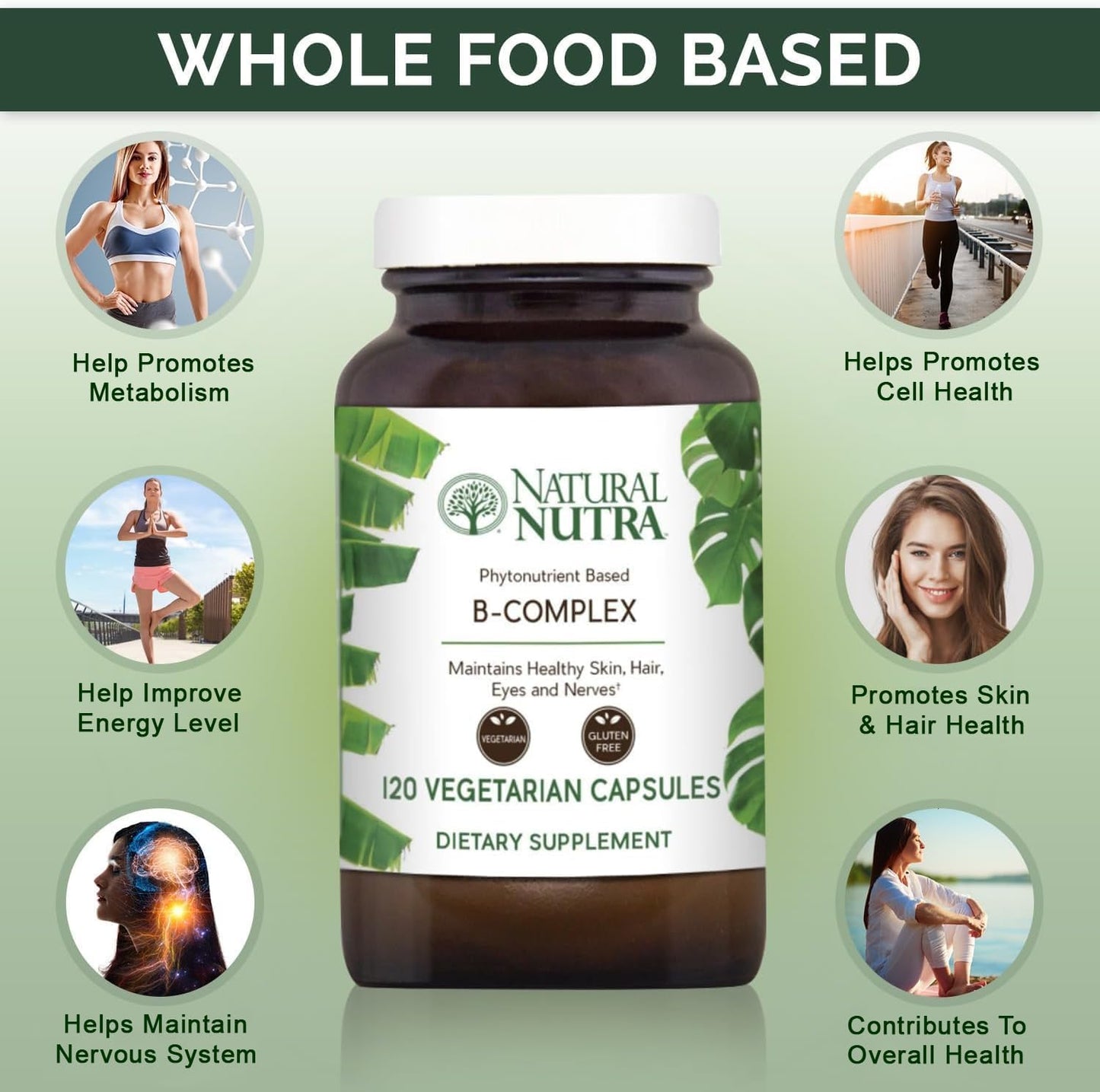 Natural Nutra Vitamin B Complex with Niacin, Folate, Thiamin, Biotin | 120 Veg Capsules