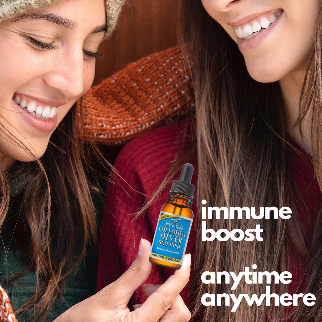 Natural Path Silver Wings Colloidal Silver 500ppm (2,500mcg) Immune Support Supplement 16 oz