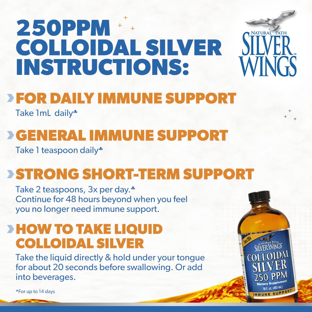 Natural Path Silver Wings Colloidal Silver Liquid 250ppm - 2oz Dropper