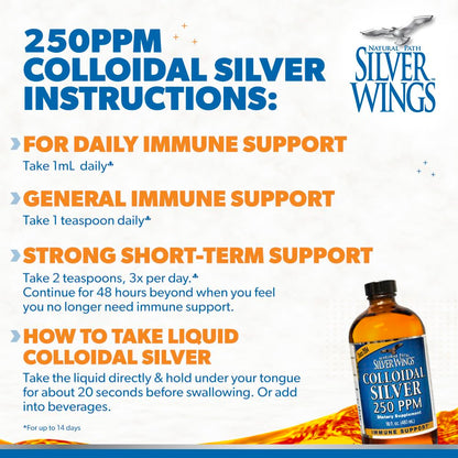 Natural Path Silver Wings Colloidal Silver Liquid 250ppm – 8oz | Enhanced Immune Support