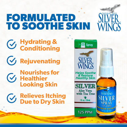 Natural Path Silver Wings Silver Spray – Aloe Vera & Tea Tree Oil, 125ppm, 1oz