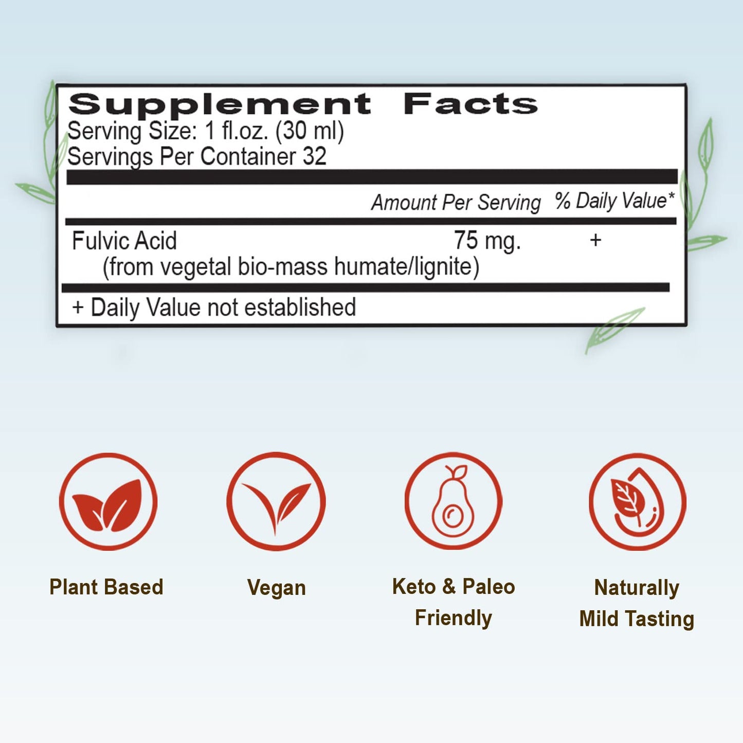 Vital Earth Minerals Fulvic Minerals Liquid – Fulvic Acid with 70+ Trace Minerals, 32 oz + 1 oz Cup