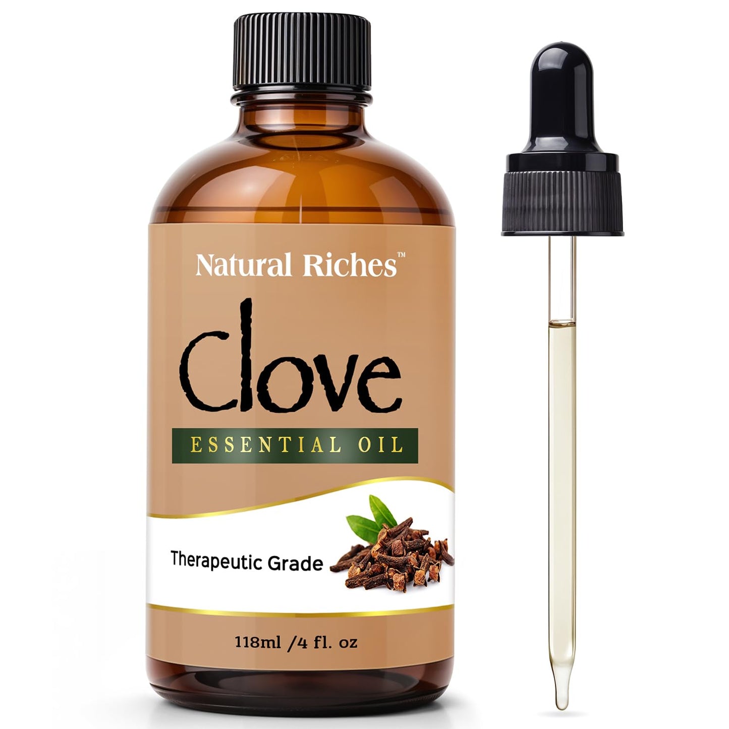 Natural Riches Pure Clove Essential Oil 4 Oz | Therapeutic Grade