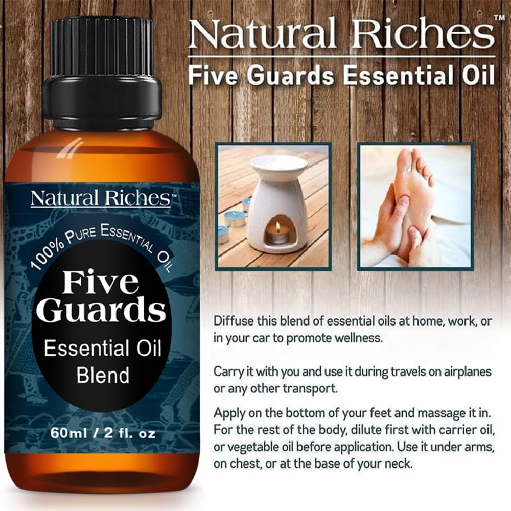 Natural Riches Five Guards Essential Oil Blend 2oz | Aromatherapy & Diffuser