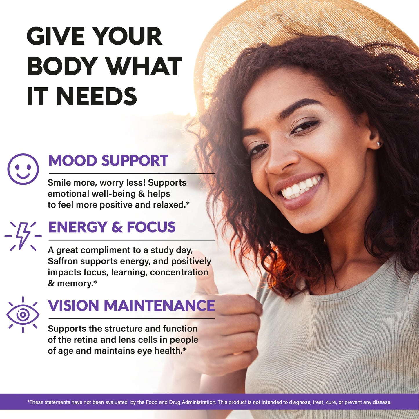 Natural Saffron Supplements 88.5 mg | Mood, Focus, Vision Support | Made in USA