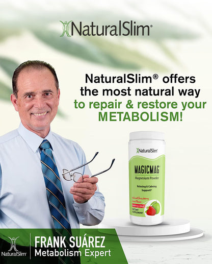NaturalSlim Magicmag Pure Magnesium Citrate Powder – Stress, Constipation, Muscle, Heart Health, and Sleep Support | Natural Strawberry & Lime Flavored Magnesium Supplement - 8oz Drink Mix (Solo)