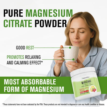 NaturalSlim MagicMag Raspberry Lemon Magnesium Citrate Powder - 8oz Drink Mix
