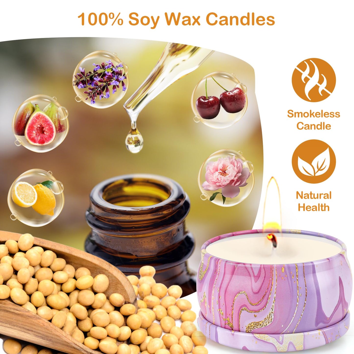 Candles Gift Set for Women – 6 Pack Scented Soy Wax Aromatherapy Candles