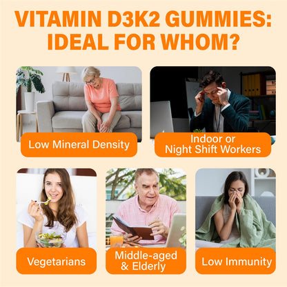 Vitamin D3 10000IU Gummies with K2 – Vegan, Sugar-Free Immune Support