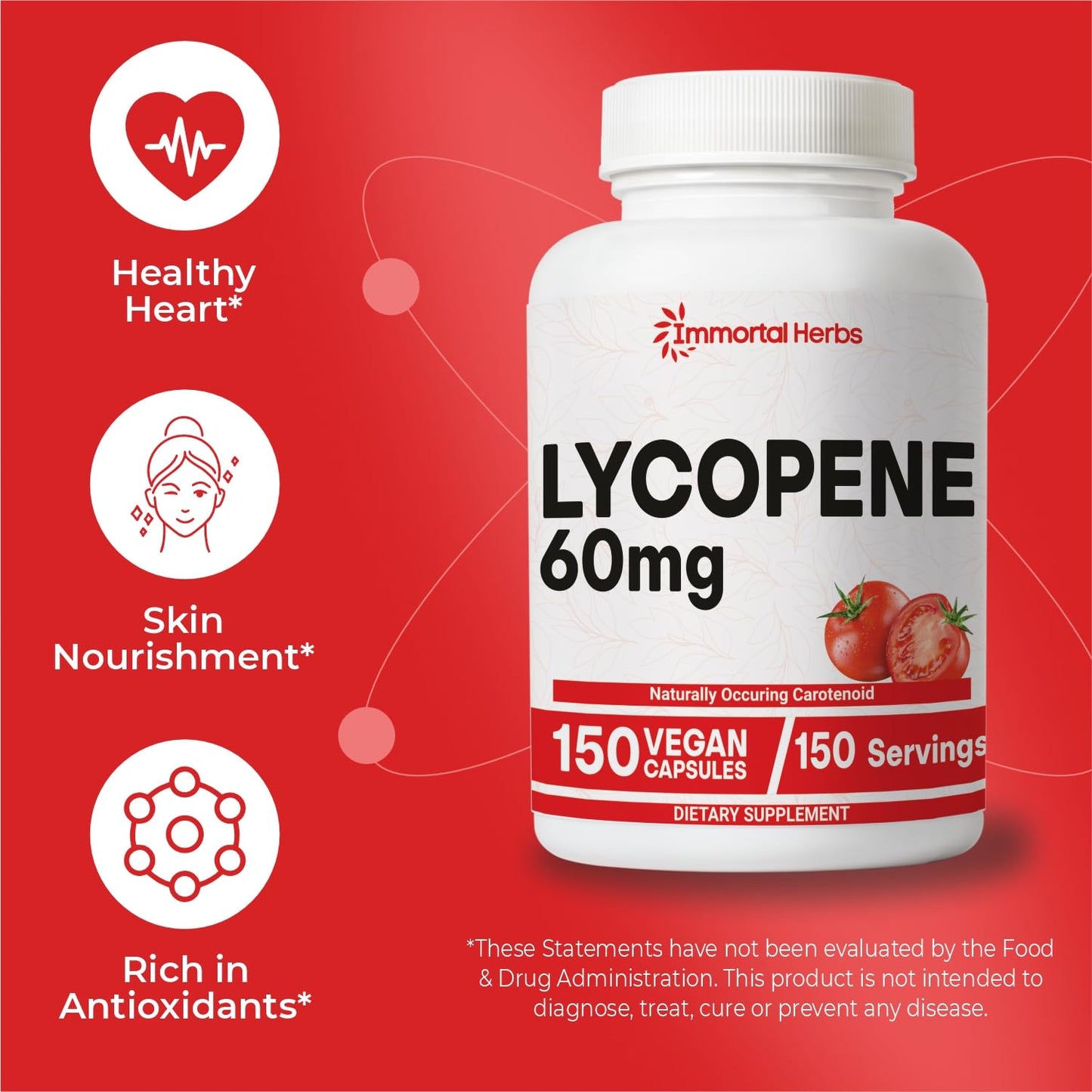 Immortal Herbs Lycopene 60mg for Men – 150 Capsules (Vegan, Non-GMO, Gluten Free)
