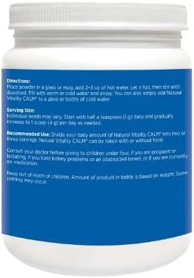 Natural-Vitality Calm Magnesium Citrate Powder – Raspberry Lemon, 20 oz | Vegan & Non-GMO
