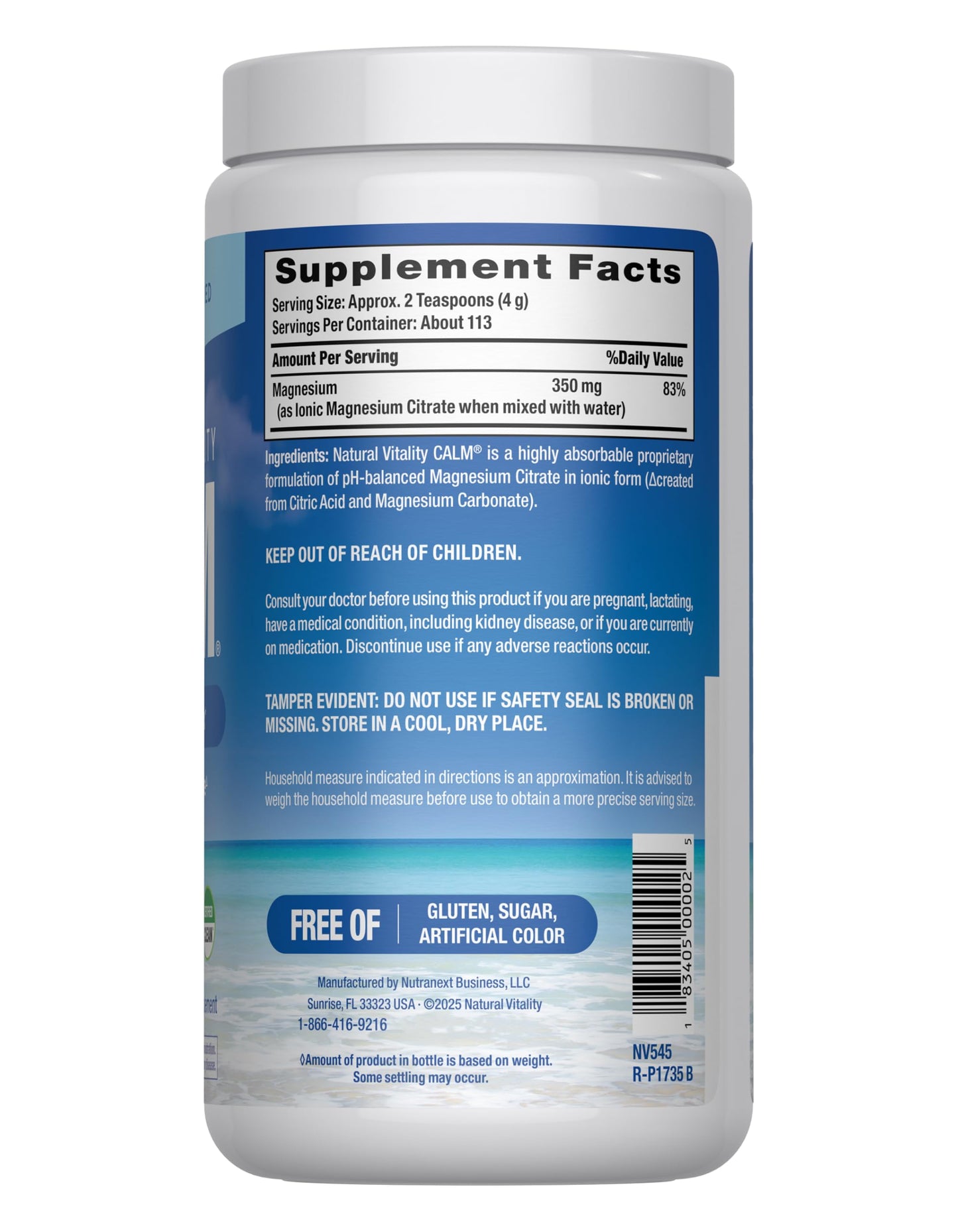 Natural Vitality CALM Magnesium Drink Mix - 16 oz | Gluten Free, Vegan, Non-GMO