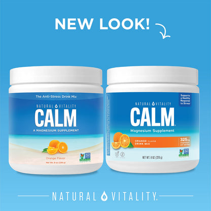 Natural Vitality CALM Magnesium Drink Mix – Orange, 8 oz | Gluten Free, Vegan, Non-GMO