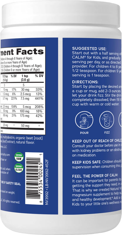 Natural Vitality CALM Sleep – Magnesium Citrate Drink Mix with GABA, Sleep Aid, Vegan, Gluten Free & Non-GMO, Mixed Berry, 16 oz