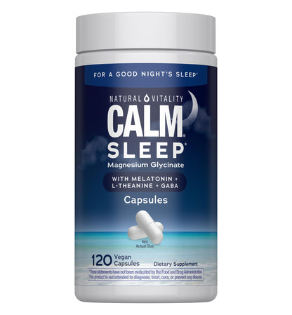 Natural Vitality CALM Sleep Magnesium – Melatonin & Magnesium Citrate, 120 Capsules | Gluten Free, Vegan, Non-GMO