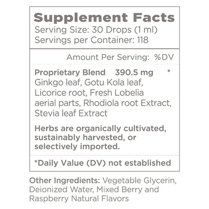 Natural Wellbeing Kids' Attention Gold – Focus Support with Rhodiola (Berry Flavor) – 4 oz (118 ml)