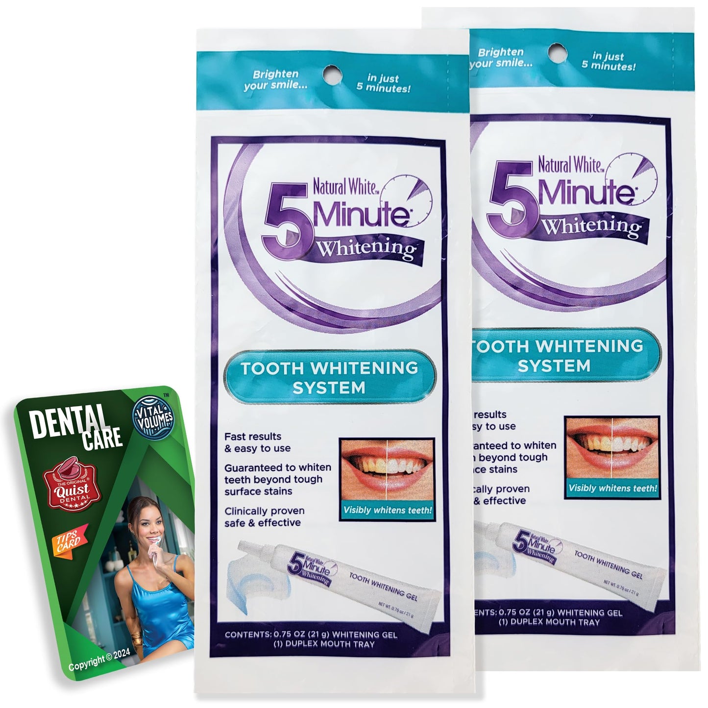 Natural White 5 Minute Whitening – Lornamead 0.75oz Gel & Duplex Mouth Tray 2 Pack | Vital Volumes Dental Card